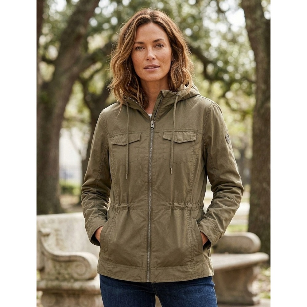 KUHL Womens Stryka Olive Green Full Zip Hooded Field Jacket Utility
